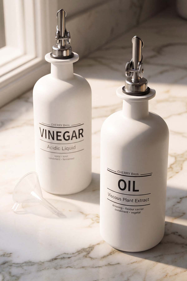 Beyaz Baskılı 2'li Yağdanlık & Sirkelik Set 500 ml
