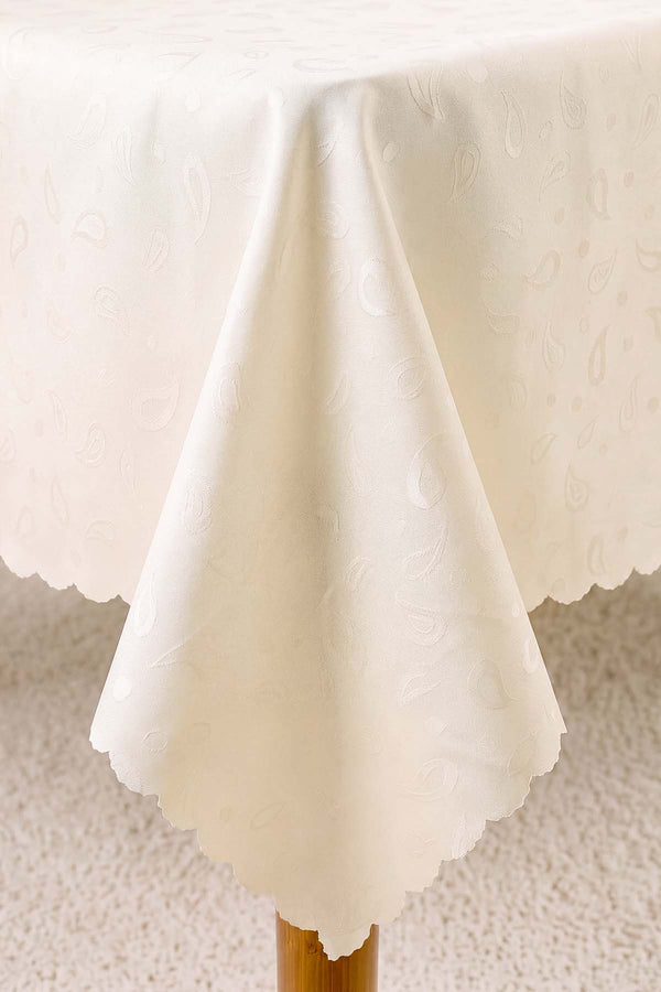 Krem Damla Desen Dertsiz Leke Tutmaz Masa Örtüsü 160x220 cm