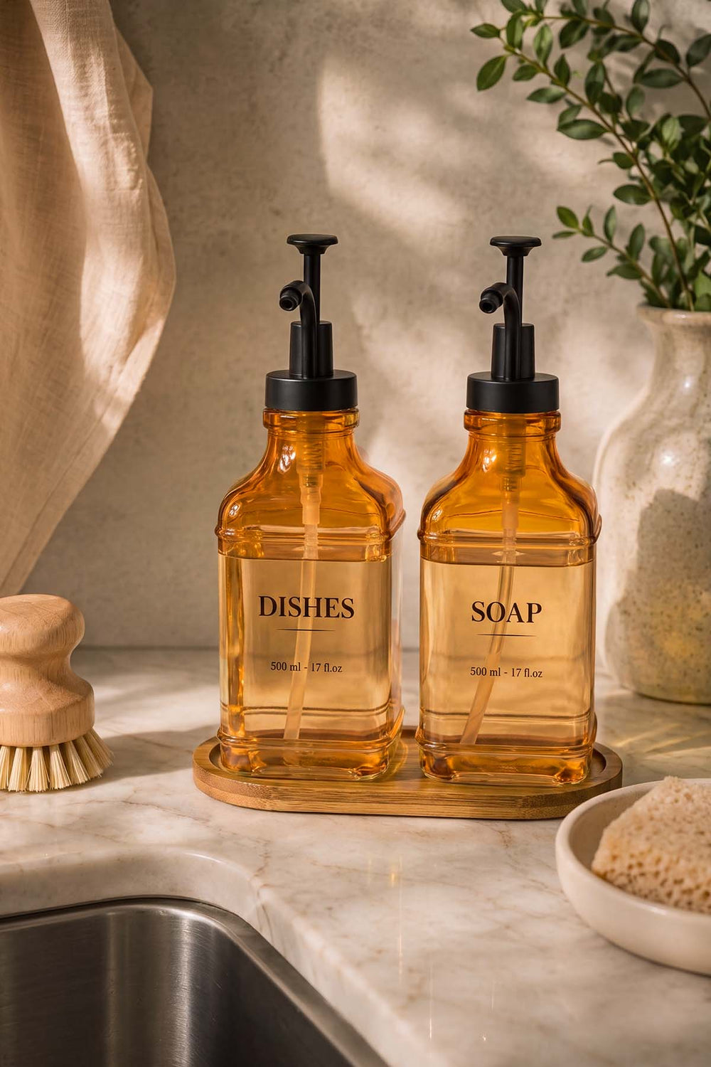 Amber Kare 2'li Sıvı Sabunluk Seti 500 ml