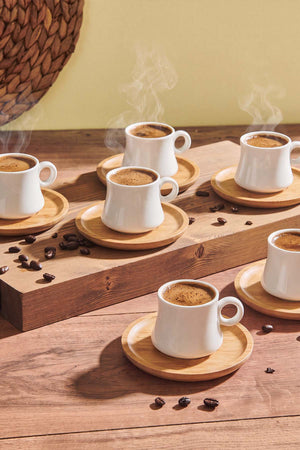 Bej 6 Kişilik Bambu Fincan Takımı – 12 Parça