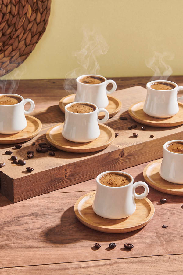 Bej 6 Kişilik Bambu Fincan Takımı – 12 Parça