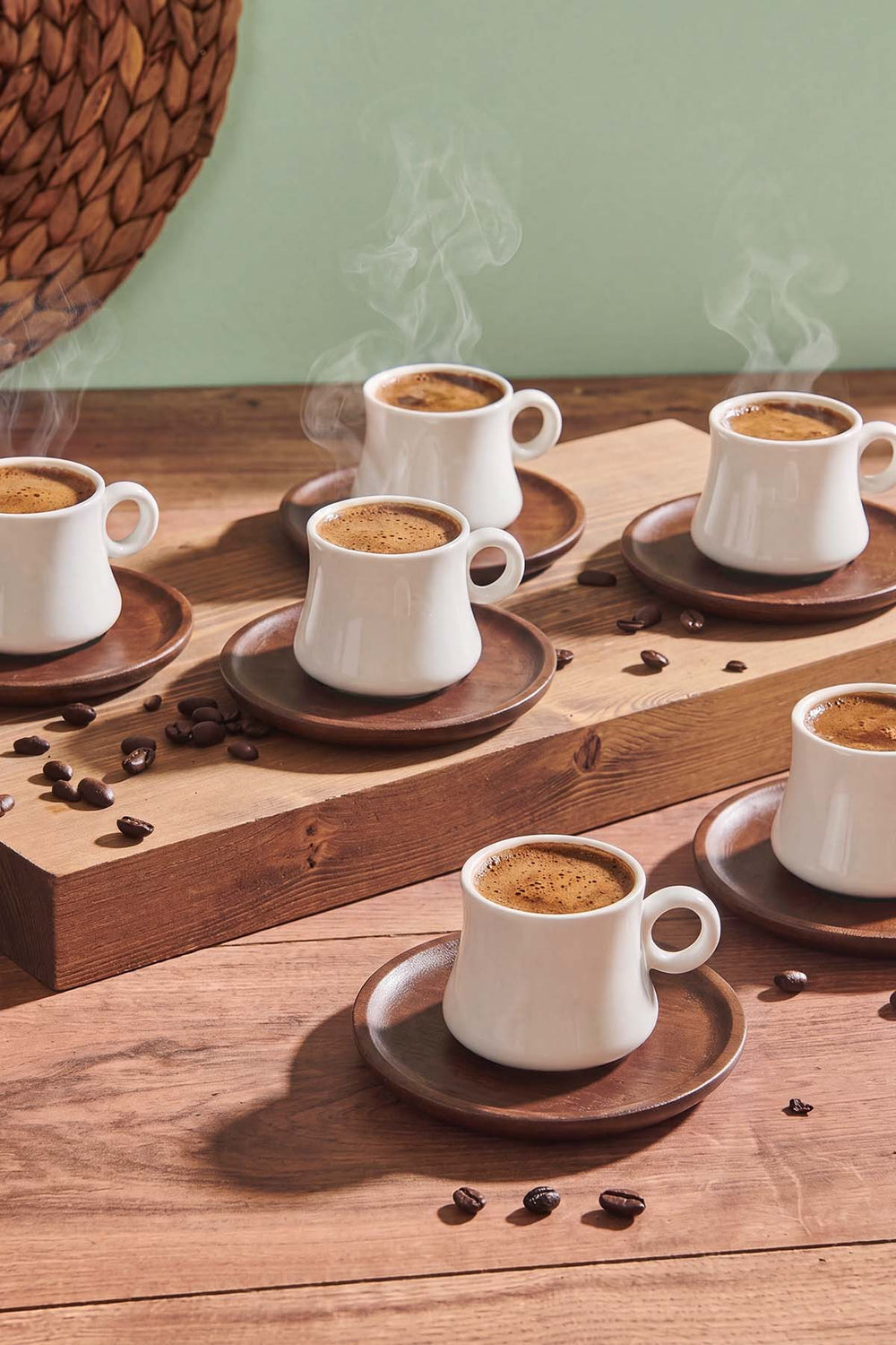 Kahverengi 6 Kişilik Bambu Fincan Takımı – 12 Parça