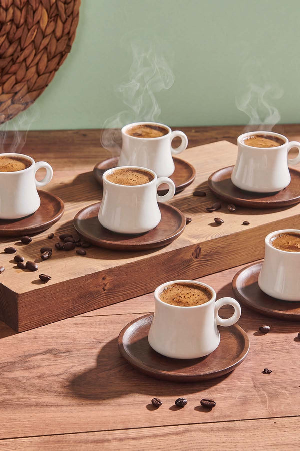 Kahverengi 6 Kişilik Bambu Fincan Takımı – 12 Parça