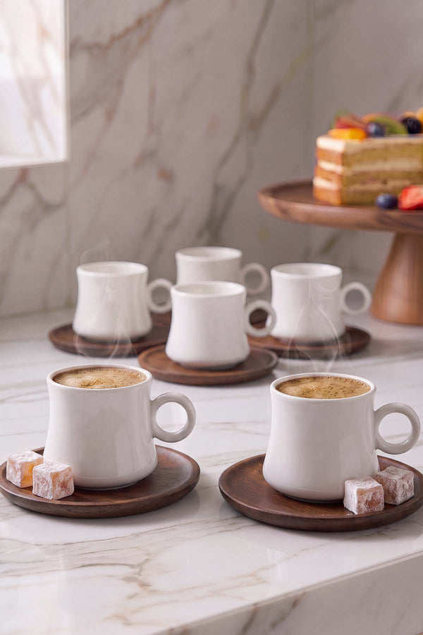 Kahverengi 6 Kişilik Bambu Fincan Takımı – 12 Parça