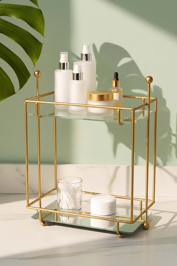 Gold 2 Katlı Banyo Organizer Tezgâh Üstü Düzenleyici