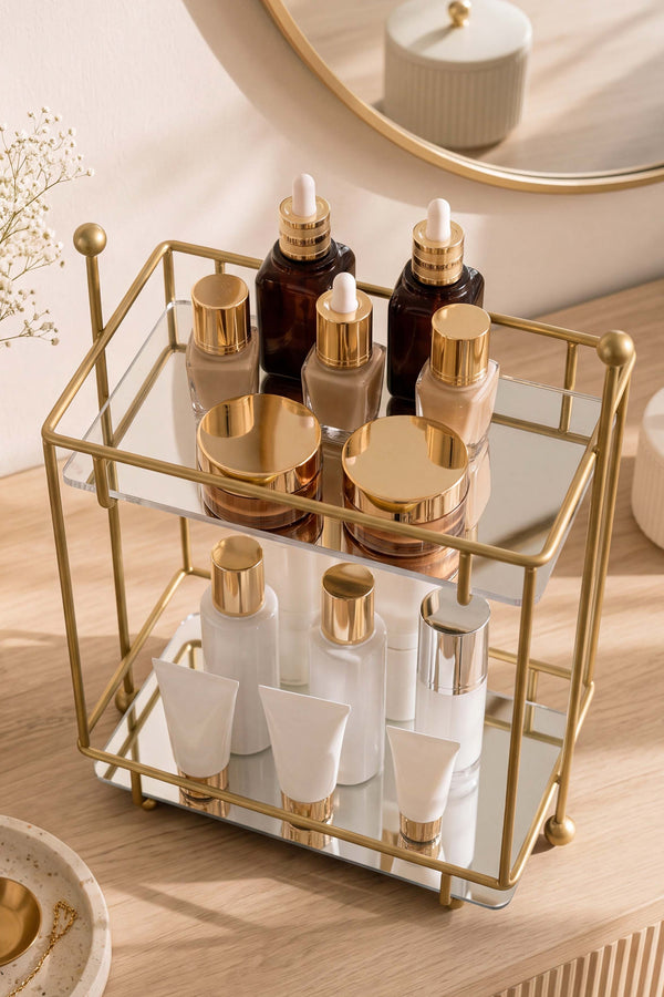 Gold 2 Katlı Banyo Organizer Tezgâh Üstü Düzenleyici