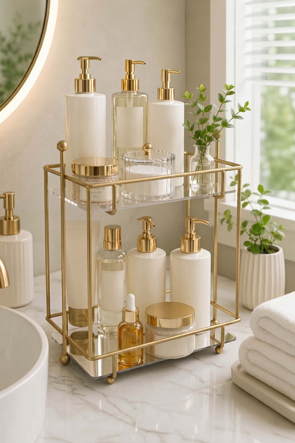Gold 2 Katlı Banyo Organizer Tezgâh Üstü Düzenleyici