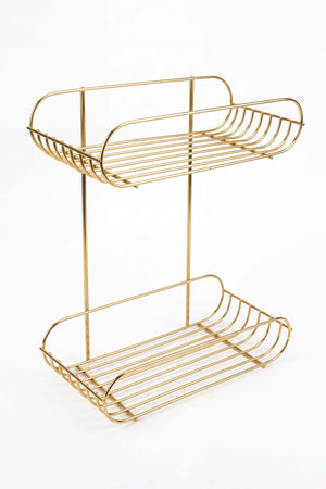 Gold 2 Katlı Metal Sabunluk & Şampuanlık Banyo Köşeliği