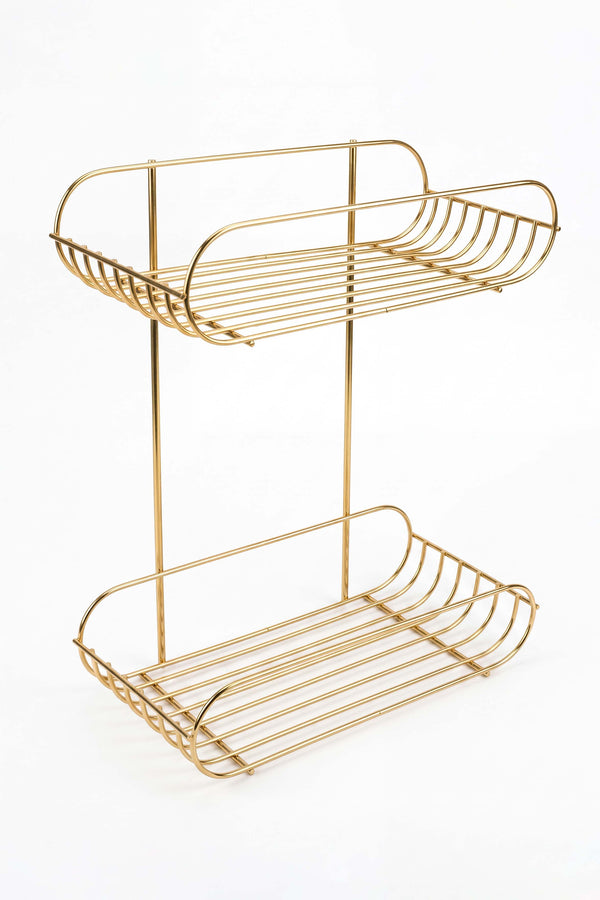 Gold 2 Katlı Metal Sabunluk & Şampuanlık Banyo Köşeliği
