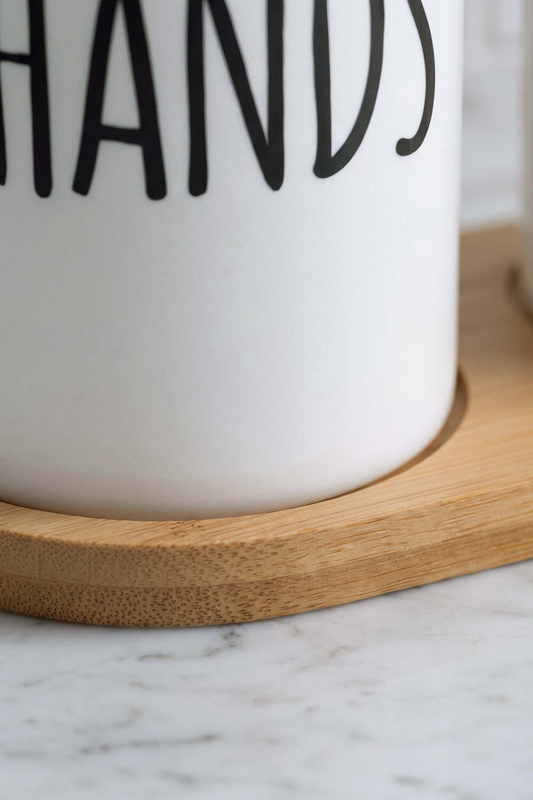Bambu Standlı 2'li Seramik Sıvı Sabunluk Seti