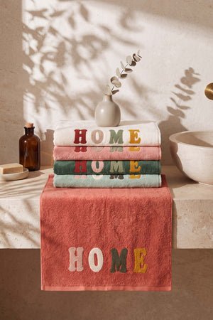 Home Nakışlı %100 Pamuklu 5'li Havlu Seti 50x90 cm