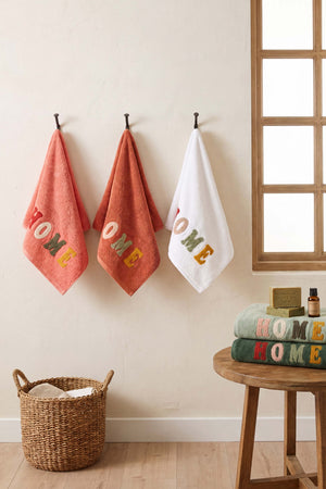 Home Nakışlı %100 Pamuklu 5'li Havlu Seti 50x90 cm