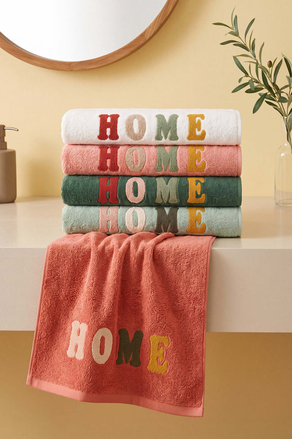 Home Nakışlı %100 Pamuklu 5'li Havlu Seti 50x90 cm