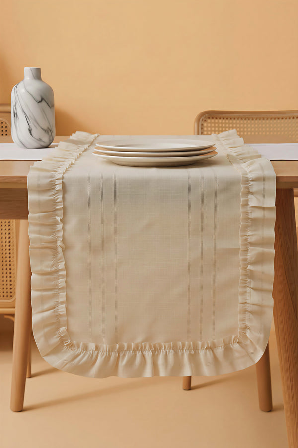 Bej Fırfırlı Colber Runner 45x115 cm