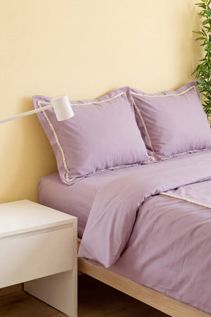 Frange Violet %100 Pamuklu Çift Kişilik Nevresim Takımı - 4 Parça