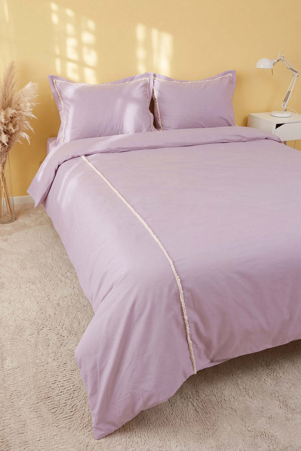 Frange Violet %100 Pamuklu Çift Kişilik Nevresim Takımı - 4 Parça