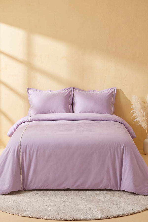 Frange Violet %100 Pamuklu Çift Kişilik Nevresim Takımı - 4 Parça