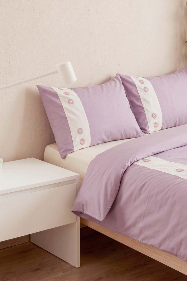 Daisy Violet %100 Pamuklu Çift Kişilik Nevresim Takımı - 4 Parça