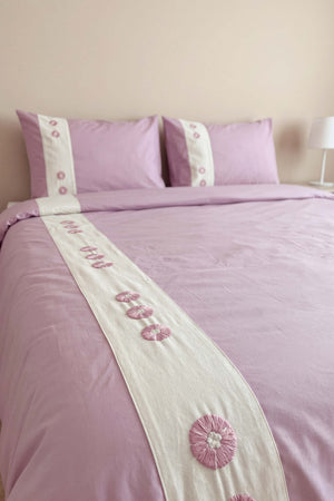 Daisy Violet %100 Pamuklu Çift Kişilik Nevresim Takımı - 4 Parça