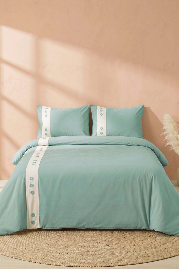 Daisy Mint %100 Pamuklu Çift Kişilik Nevresim Takımı - 4 Parça
