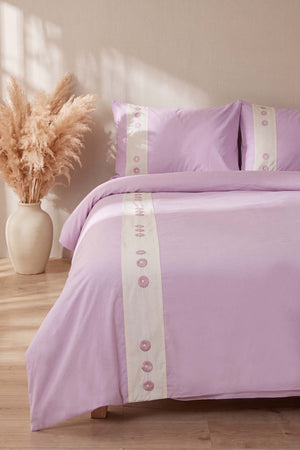 Daisy Violet %100 Pamuklu Çift Kişilik Nevresim Takımı - 4 Parça