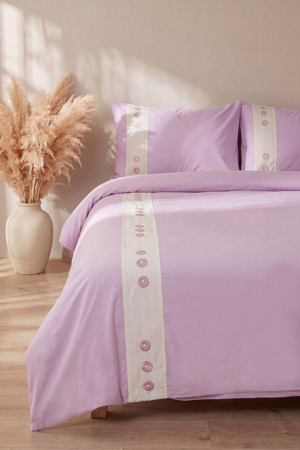 Daisy Violet %100 Pamuklu Çift Kişilik Nevresim Takımı - 4 Parça