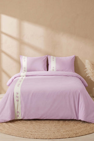Daisy Violet %100 Pamuklu Çift Kişilik Nevresim Takımı - 4 Parça