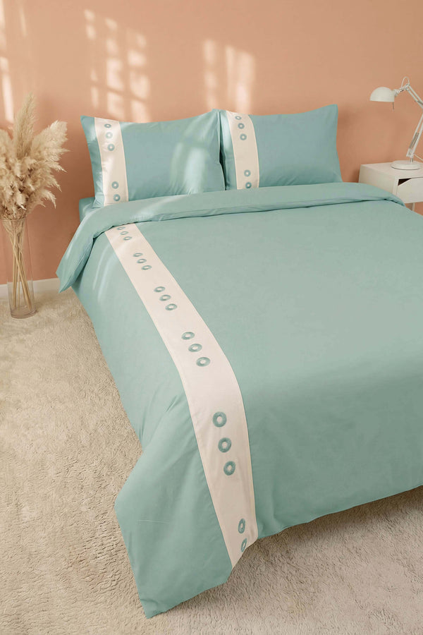 Daisy Mint %100 Pamuklu Çift Kişilik Nevresim Takımı - 4 Parça