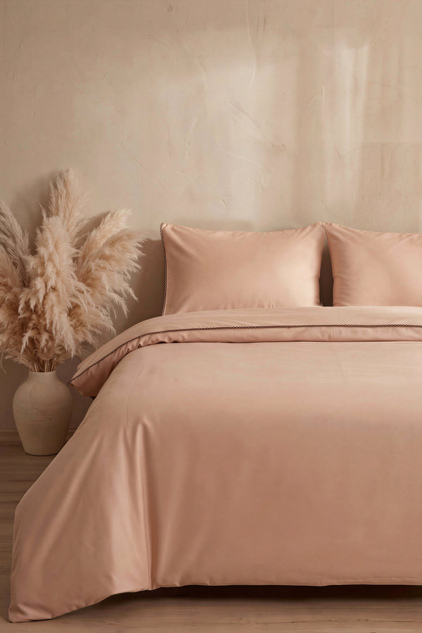 San Marino Dark Beige %100 Pamuklu Çift Kişilik Nevresim Takımı - 4 Parça