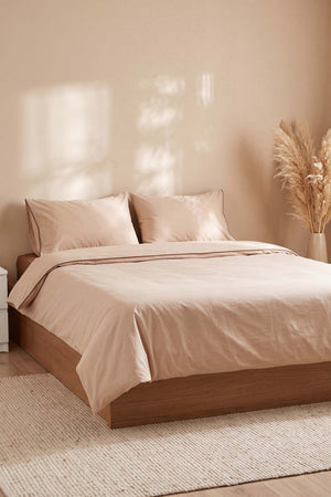 San Marino Dark Beige %100 Pamuklu Çift Kişilik Nevresim Takımı - 4 Parça
