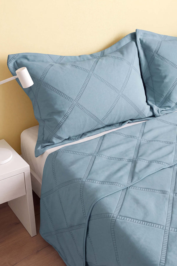 Serra Tila Mint Çift Kişilik Yatak Örtüsü Seti – 3 Parça