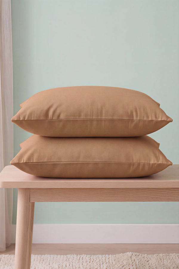 Açık Kahverengi %100 Pamuklu 2'li Yastık Kılıfı 50x70 cm