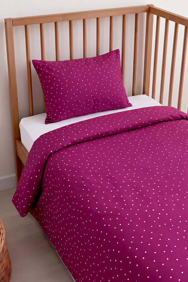 Mürdüm Pois Rosa %100 Pamuklu Bebek Nevresim Takımı