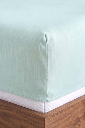 Soft Yeşil %100 Pamuklu Çift Kişilik Lastikli Çarşaf Takımı - 3 Parça