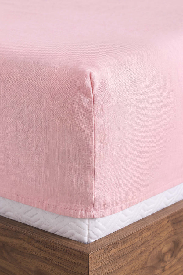 Soft Pembe %100 Pamuklu Çift Kişilik Lastikli Çarşaf Takımı - 3 Parça