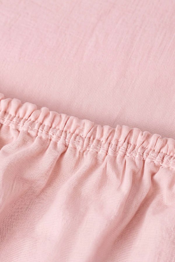 Soft Pembe %100 Pamuklu Çift Kişilik Lastikli Çarşaf Takımı - 3 Parça