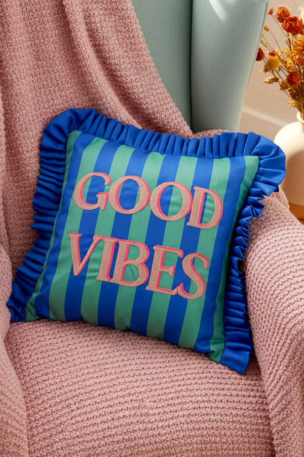 Good Vibes Nakışlı Dekoratif Kırlent Kılıfı