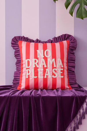No Drama Please Nakışlı Dekoratif Kırlent Kılıfı