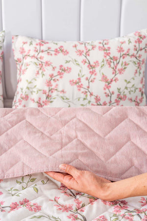 Sakura Çift Kişilik Outlet Pamuklu Kapitone Pike & Çok Amaçlı Yatak Örtüsü