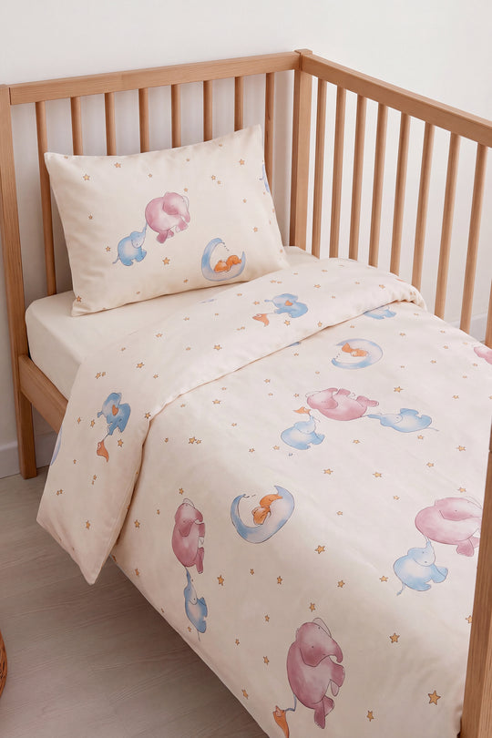 Sleep Time %100 Pamuklu Bebek Nevresim Seti - bebek karyolasında önden görünüm