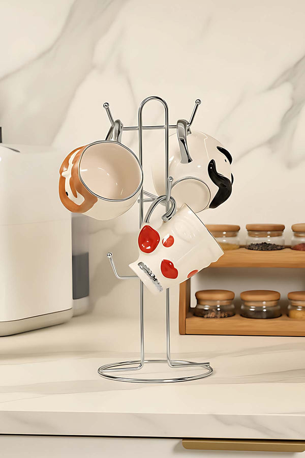 Silver 6 Bölmeli Bardak Askılık