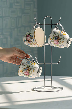 Silver 6 Bölmeli Bardak Askılık