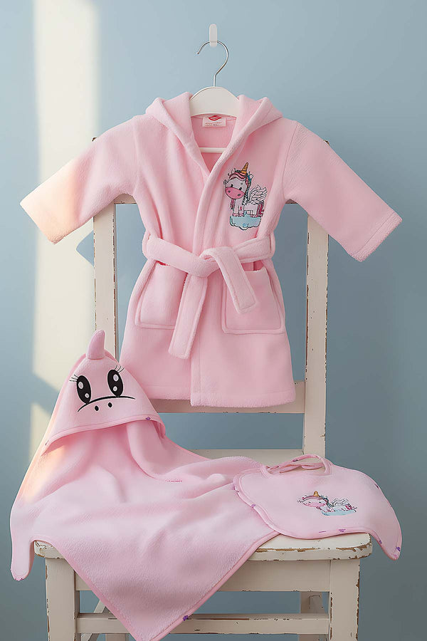 Unicorn Pembe %100 Pamuk Bebek Banyo Seti