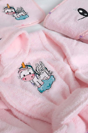 Unicorn Pembe %100 Pamuk Bebek Banyo Seti