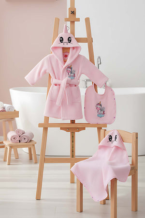 Unicorn Pembe %100 Pamuk Bebek Banyo Seti