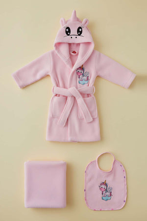 Unicorn Pembe %100 Pamuk Bebek Banyo Seti