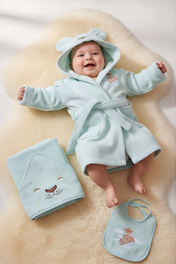 Aslan Mint %100 Pamuk Bebek Banyo Seti