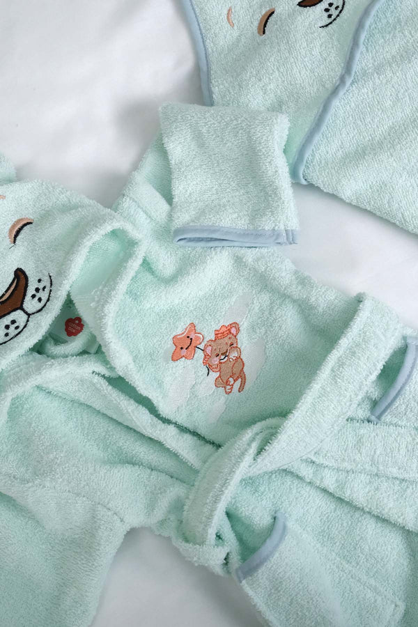 Aslan Mint %100 Pamuk Bebek Banyo Seti