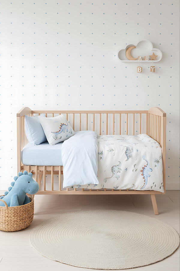 Dinoro Mavi %100 Pamuklu Bebek Nevresim Takımı - 4 Parça