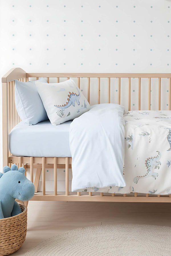 Dinoro Mavi %100 Pamuklu Bebek Nevresim Takımı - 4 Parça